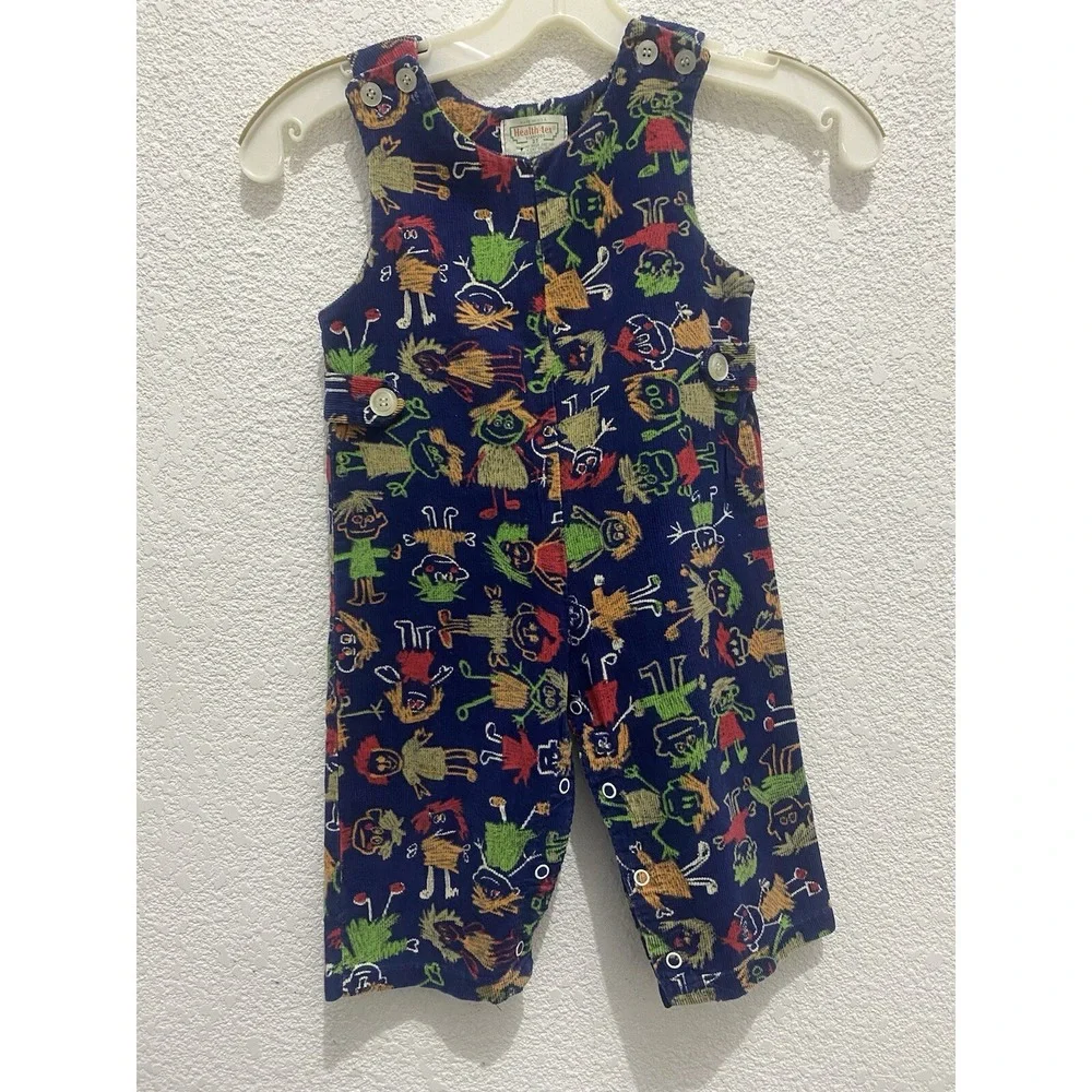 Vintage 70s‎ Health Tex Stantogs Corduroy Overalls Baby 2T USA Blue